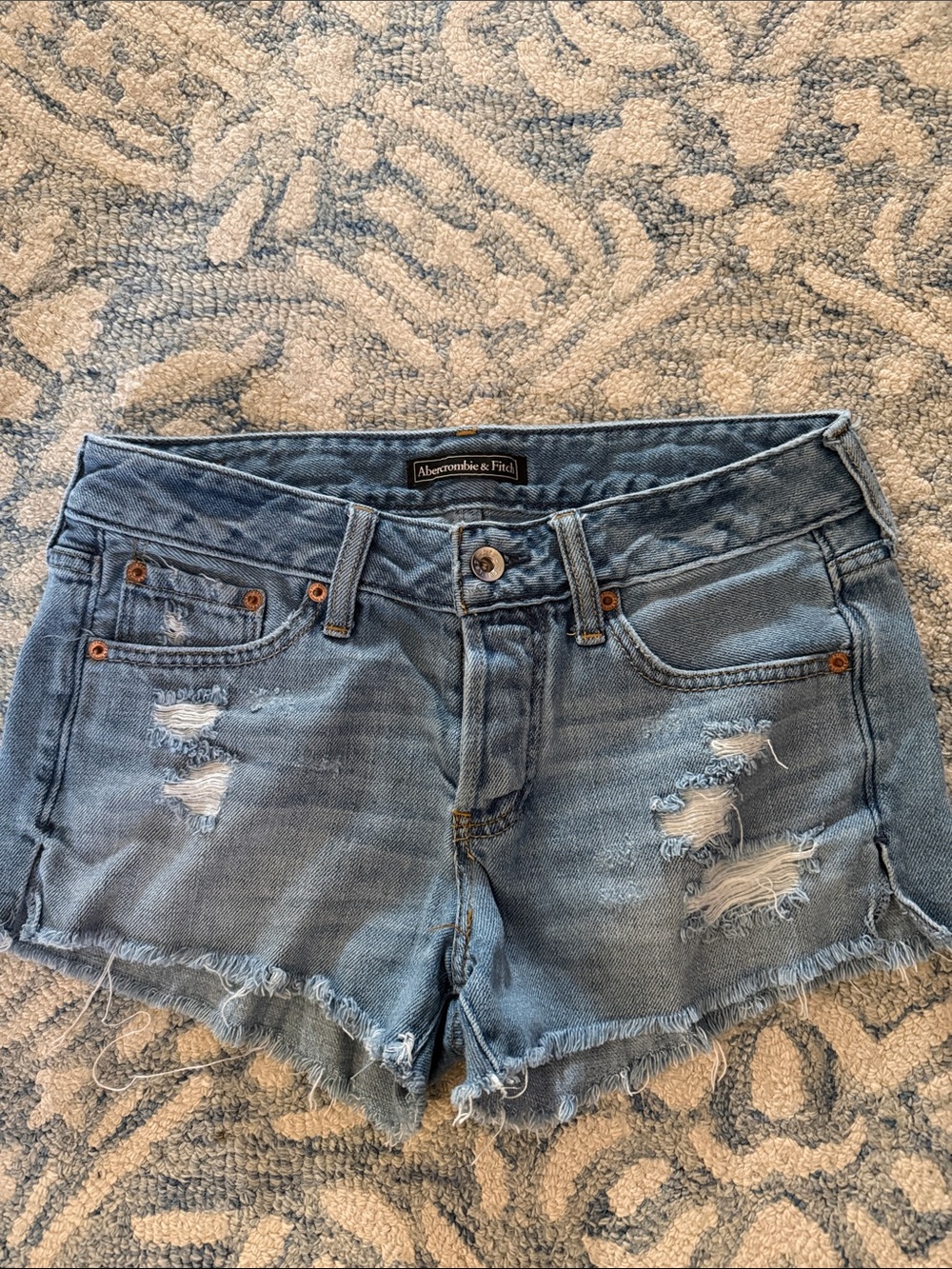 Abercrombie & Fitch Light Blue Distressed Denim Cutoff Shorts
